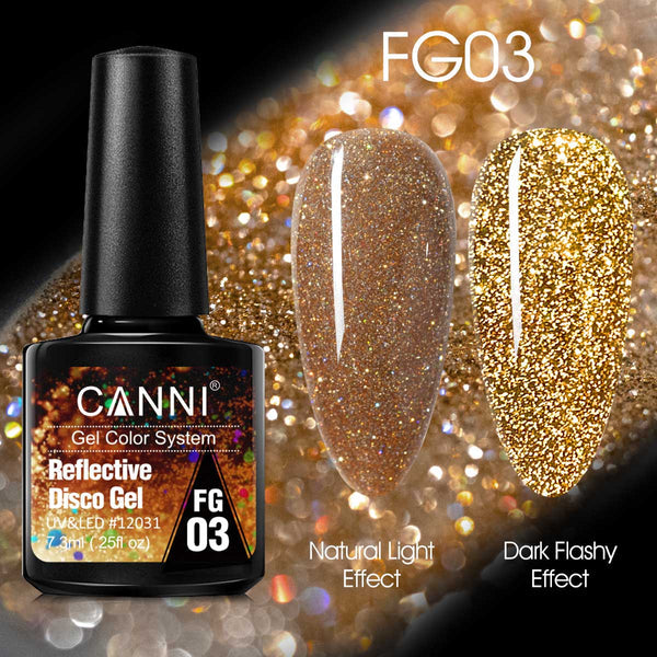 CANNI Reflective Disco Gel (FG01-FG12) 7.3ml.