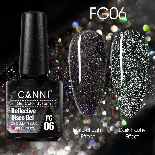 CANNI Reflective Disco Gel (FG01-FG12) 7.3ml.