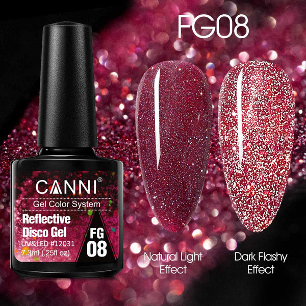 CANNI Reflective Disco Gel (FG01-FG12) 7.3ml.