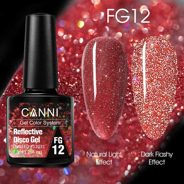 CANNI Reflective Disco Gel (FG01-FG12) 7.3ml.