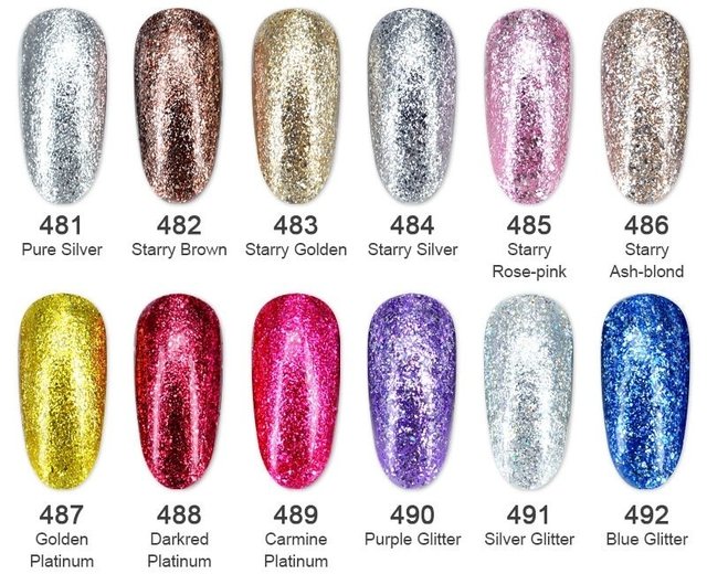CANNI Platinum Series Glitter Effect Gel Polish 481-489 7.3ml