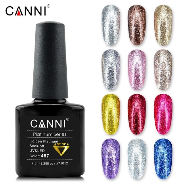 CANNI Platinum Series Glitter Effect Gel Polish 481-489 7.3ml