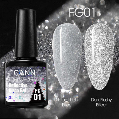 CANNI Reflective Disco Gel (FG01-FG12) 7.3ml.