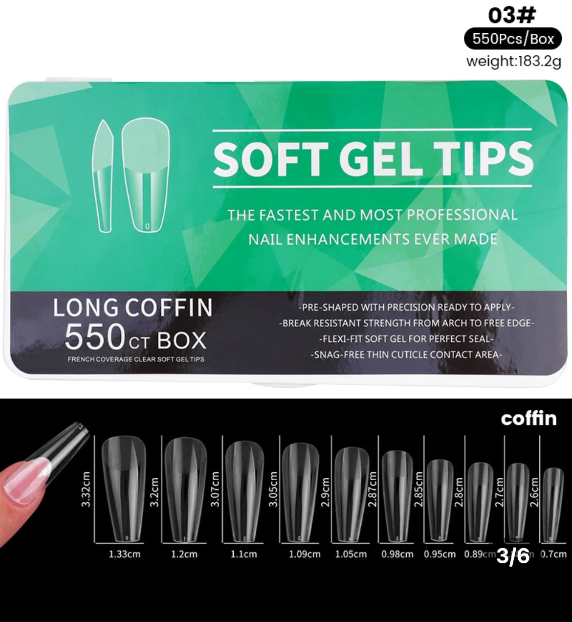 550 Pcs  Soft Gel Nail Tip