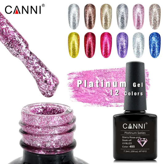 CANNI Platinum Series Glitter Effect Gel Polish 481-489 7.3ml