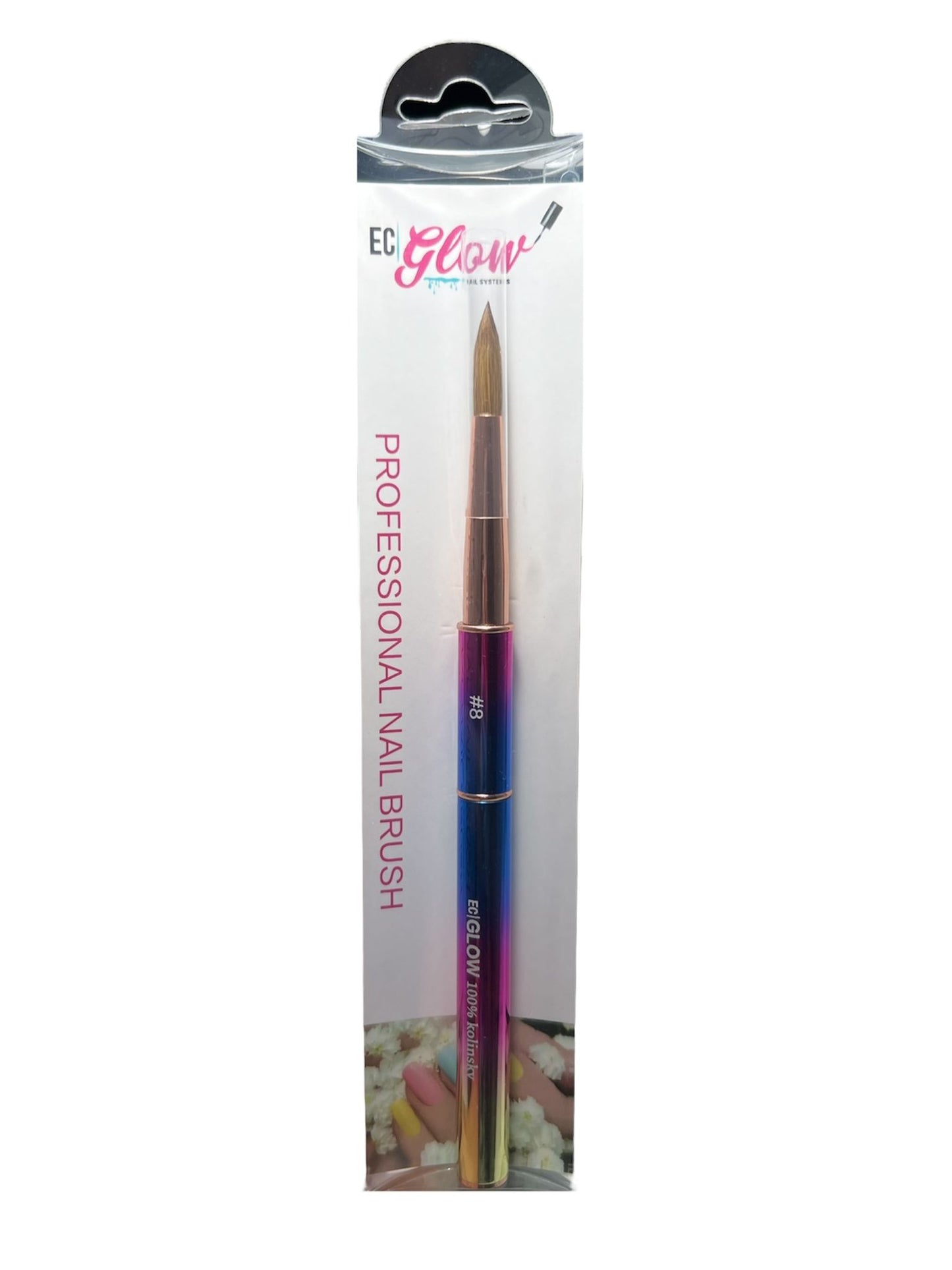 EC Glow Kolinsky Nail Brush Rainbow