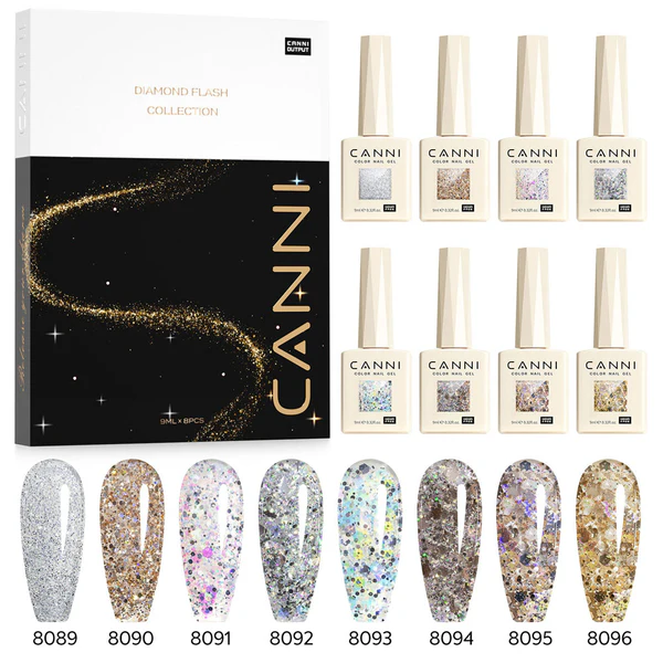 CANNI Hema Free Glitter Nail Gel 9ml - Dawn Crystal Flash Series