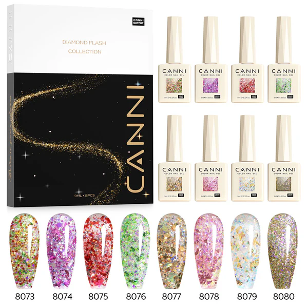 CANNI Hema Free Glitter Nail Gel 9ml - Prism Flash Series