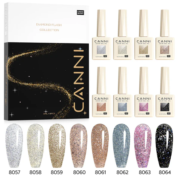 CANNI Hema Free Glitter Nail gel 9ml - Diamond Glitter Series