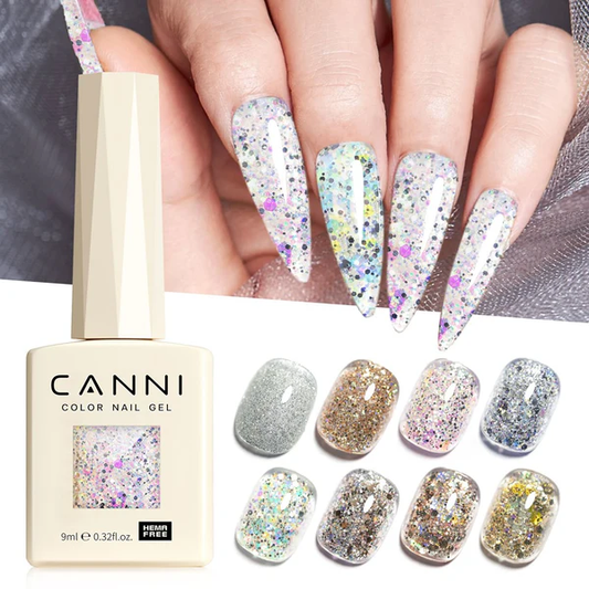 CANNI Hema Free Glitter Nail Gel 9ml - Dawn Crystal Flash Series