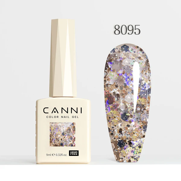 CANNI Hema Free Glitter Nail Gel 9ml - Dawn Crystal Flash Series